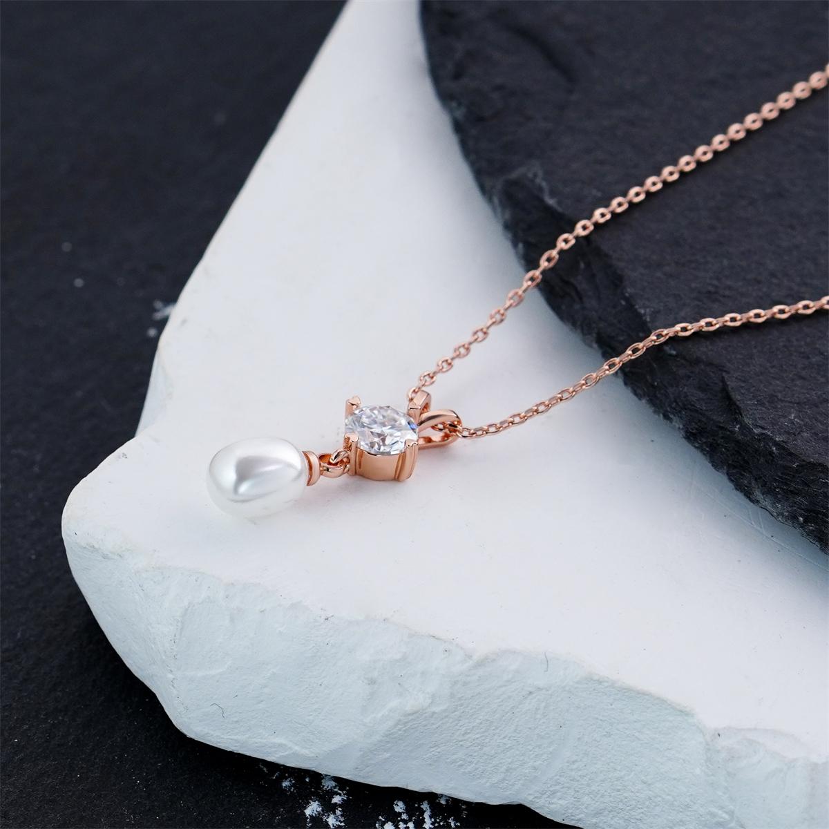 Moissanite Rose Dream Drop Pendant Necklace