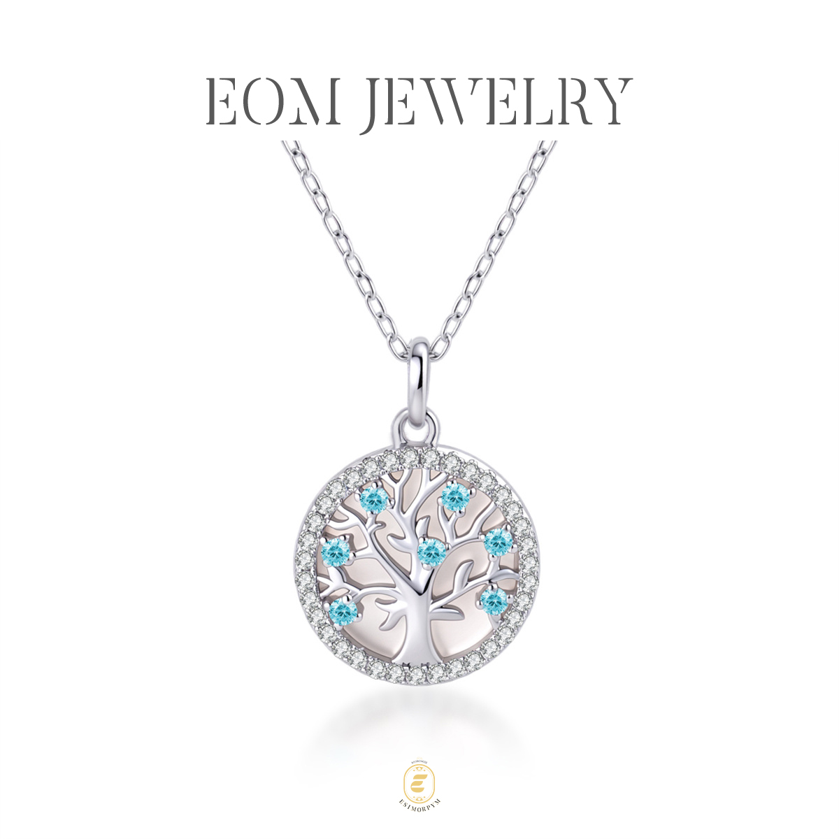 Pave Halo Tree Pendant Necklace