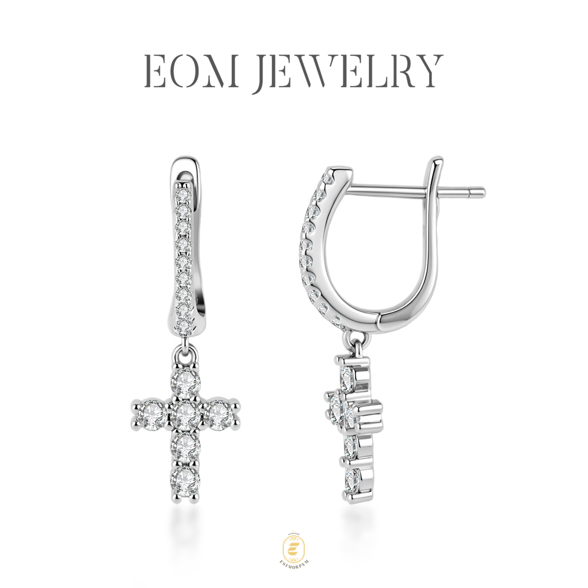 Moissanite Celestial Cross Dangle Earrings