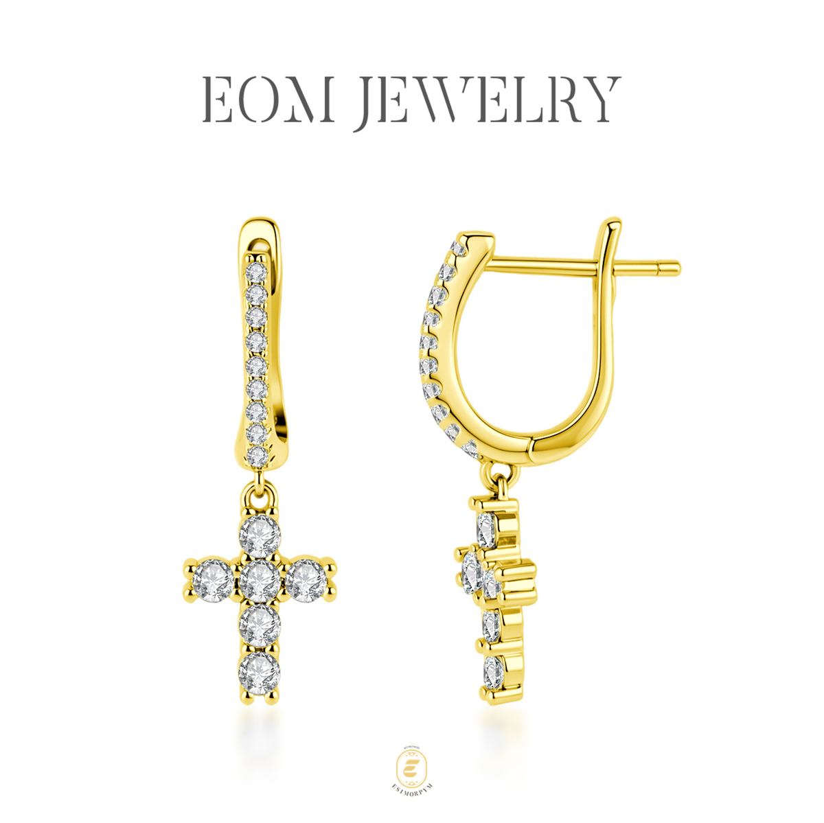 Moissanite Celestial Cross Dangle Earrings