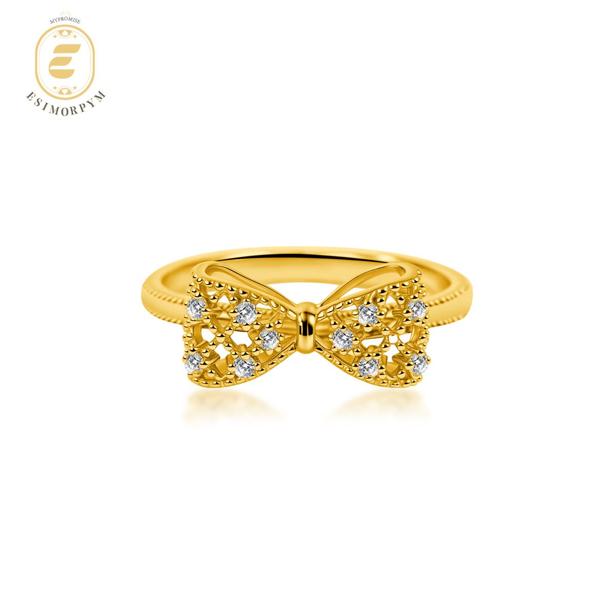 18K Gold-Plated Moissanite Dreamy Bow Ring Eternal Knot Ring