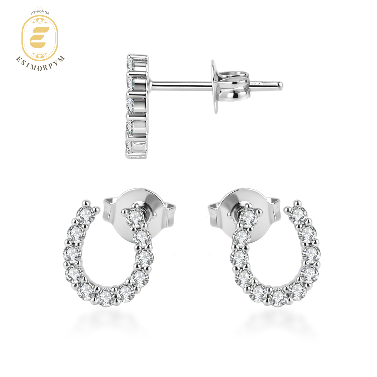 Moissanite Eternal Glow Horseshoe Stud Earrings