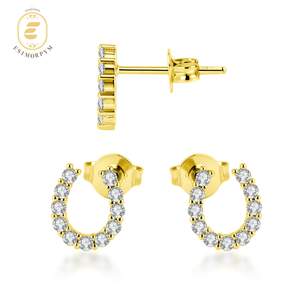 Moissanite Eternal Glow Horseshoe Stud Earrings