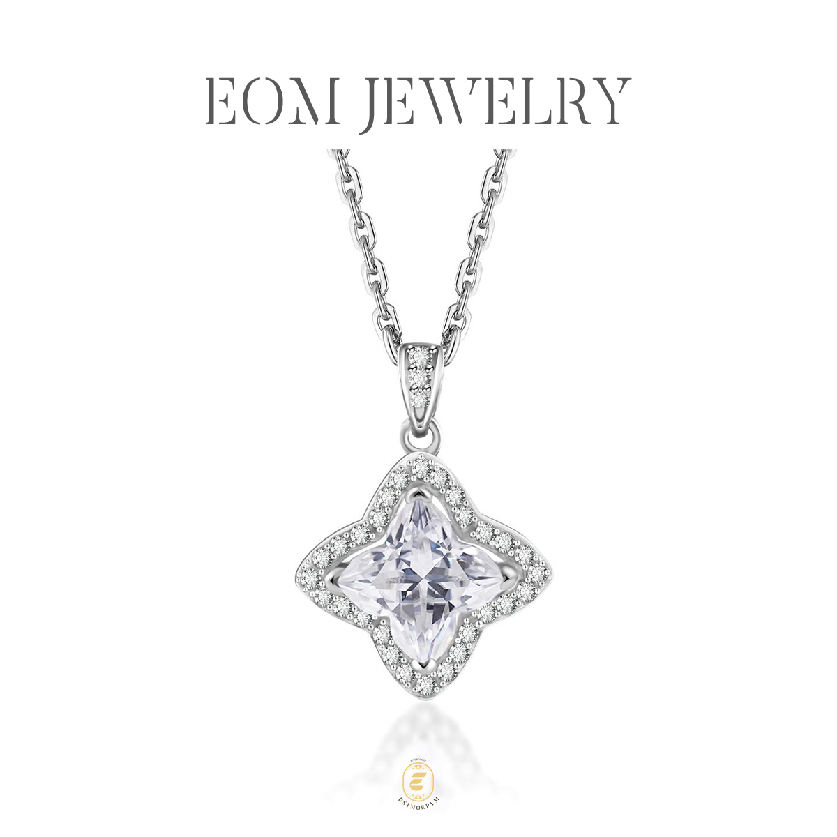 Moissanite 1.1ct Brilliant Iced-Out Lily Bulb Four-Leaf Clover Pendant