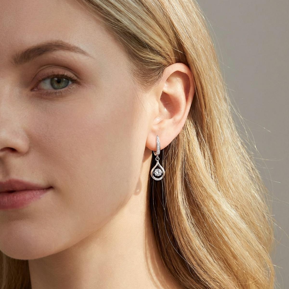 Moissanite 1ct Glow of Firefly Teardrop Dangle Earrings