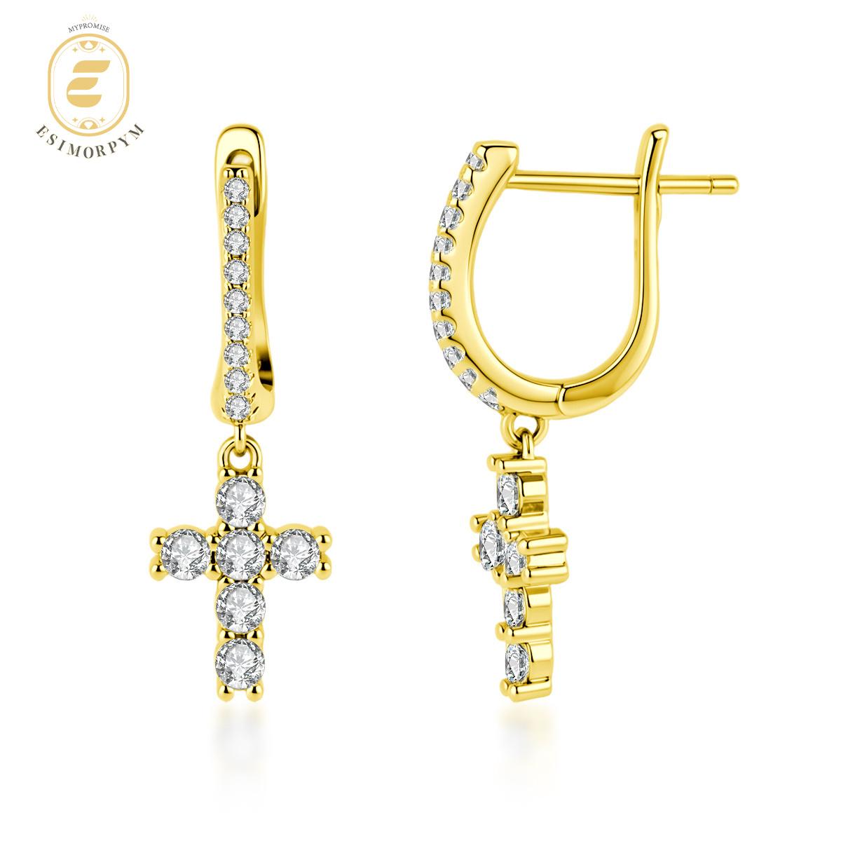Moissanite Celestial Cross Dangle Earrings
