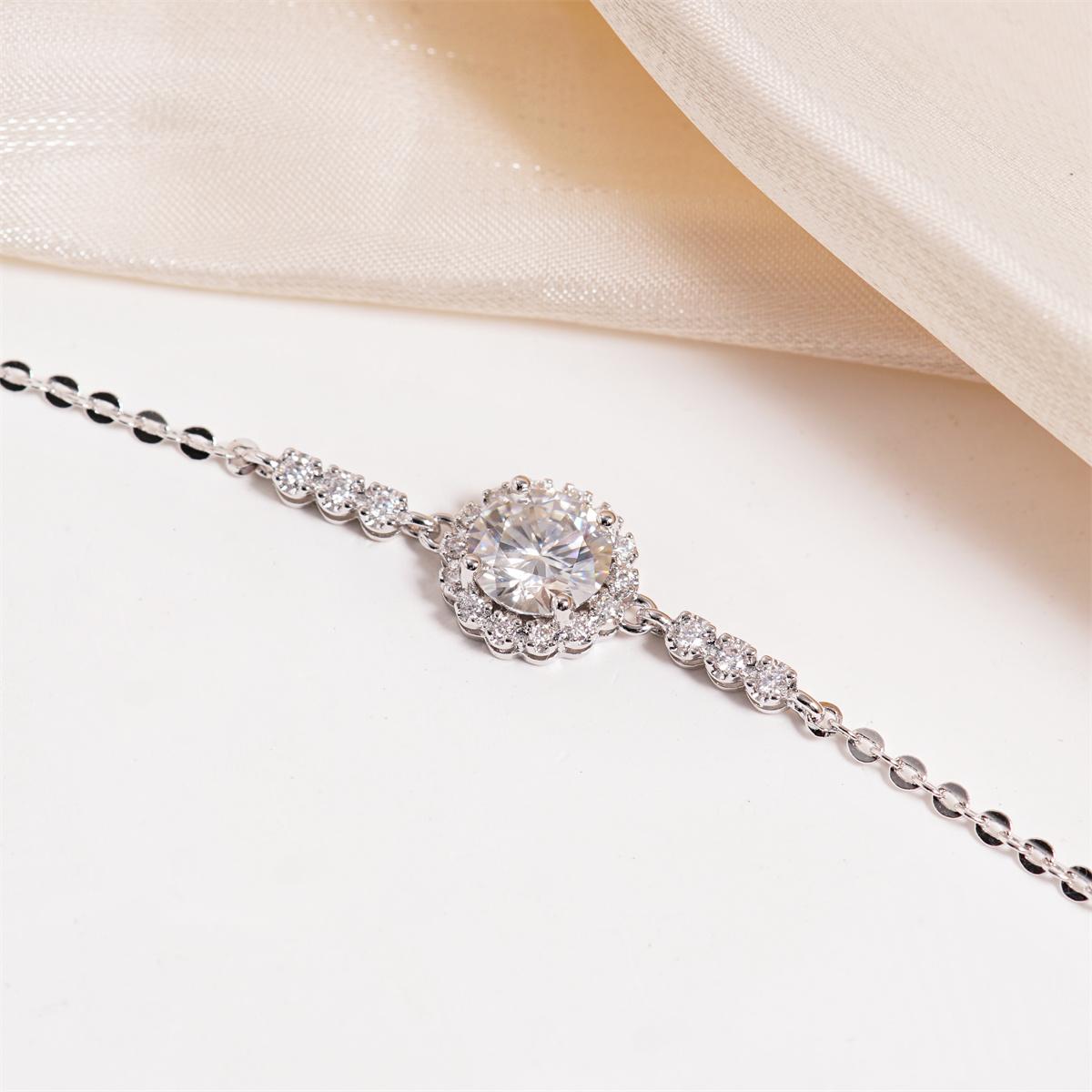 Moissanite Halo Flower Bracelet