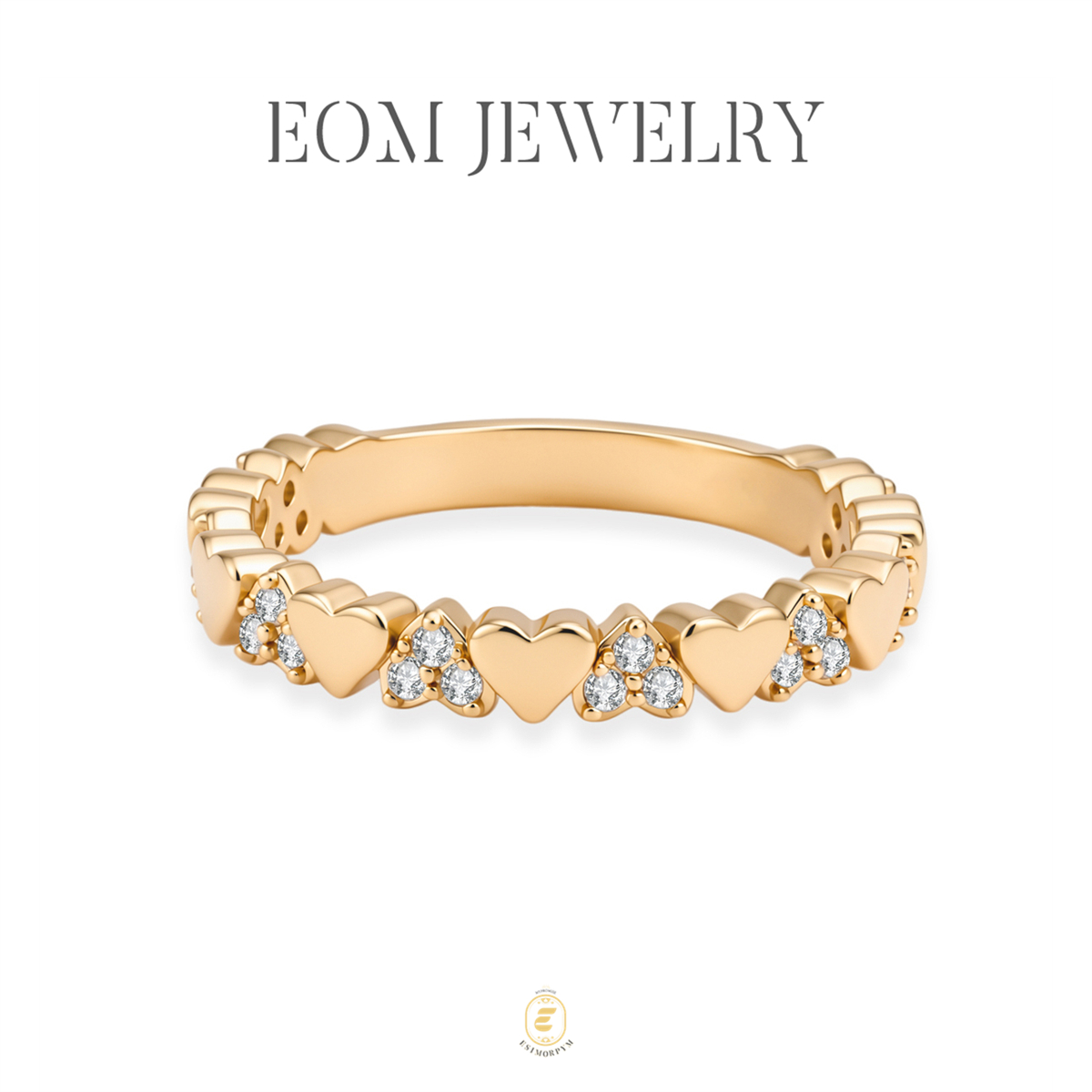 Moissanite Sweet Heart Beats Eternity Band Ring