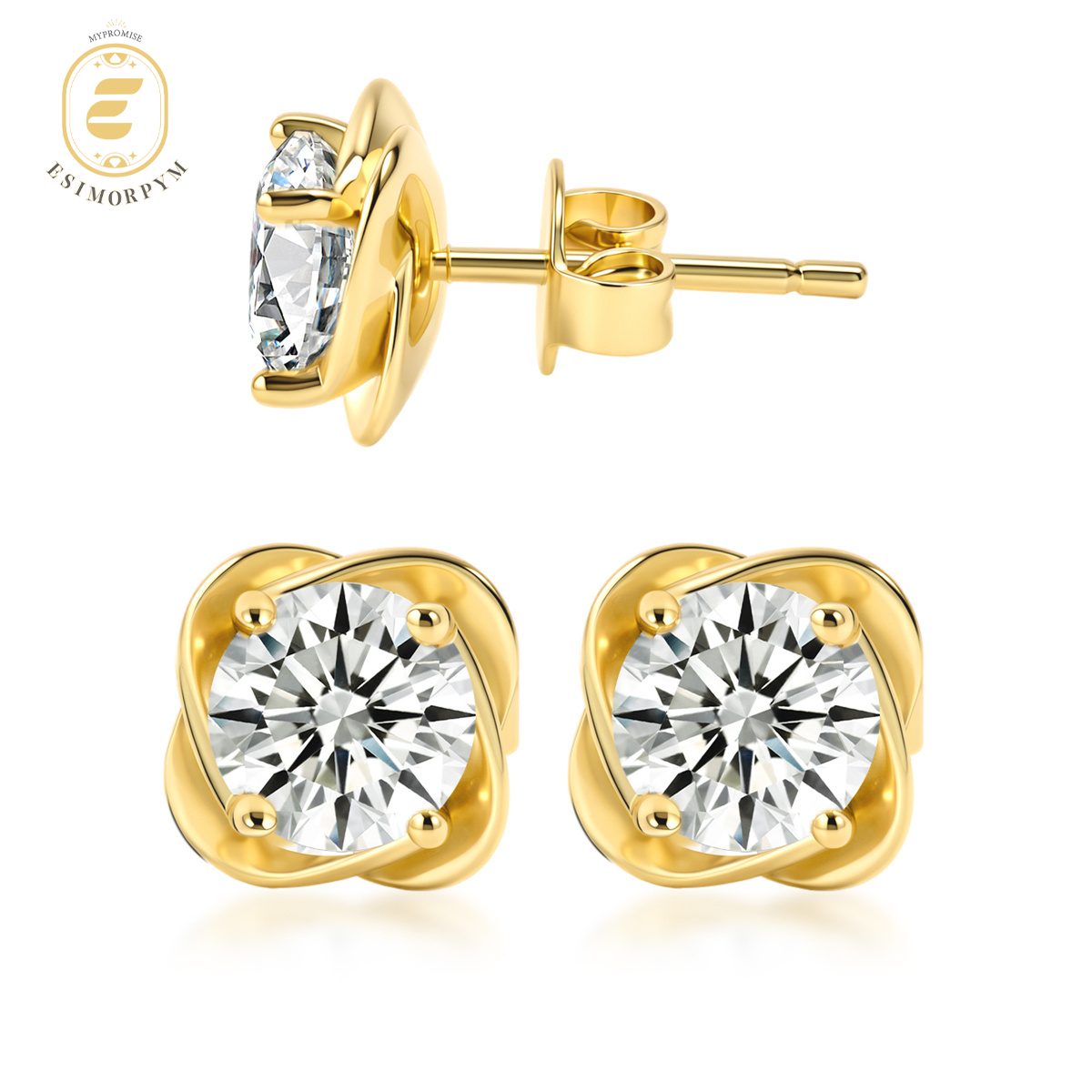 Moissanite 2ct Petal Whisper Floral Stud Earrings
