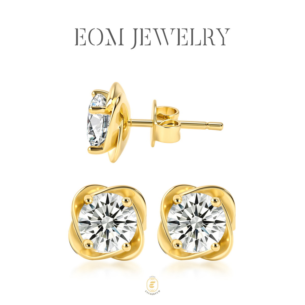 Moissanite 2ct Petal Whisper Floral Stud Earrings