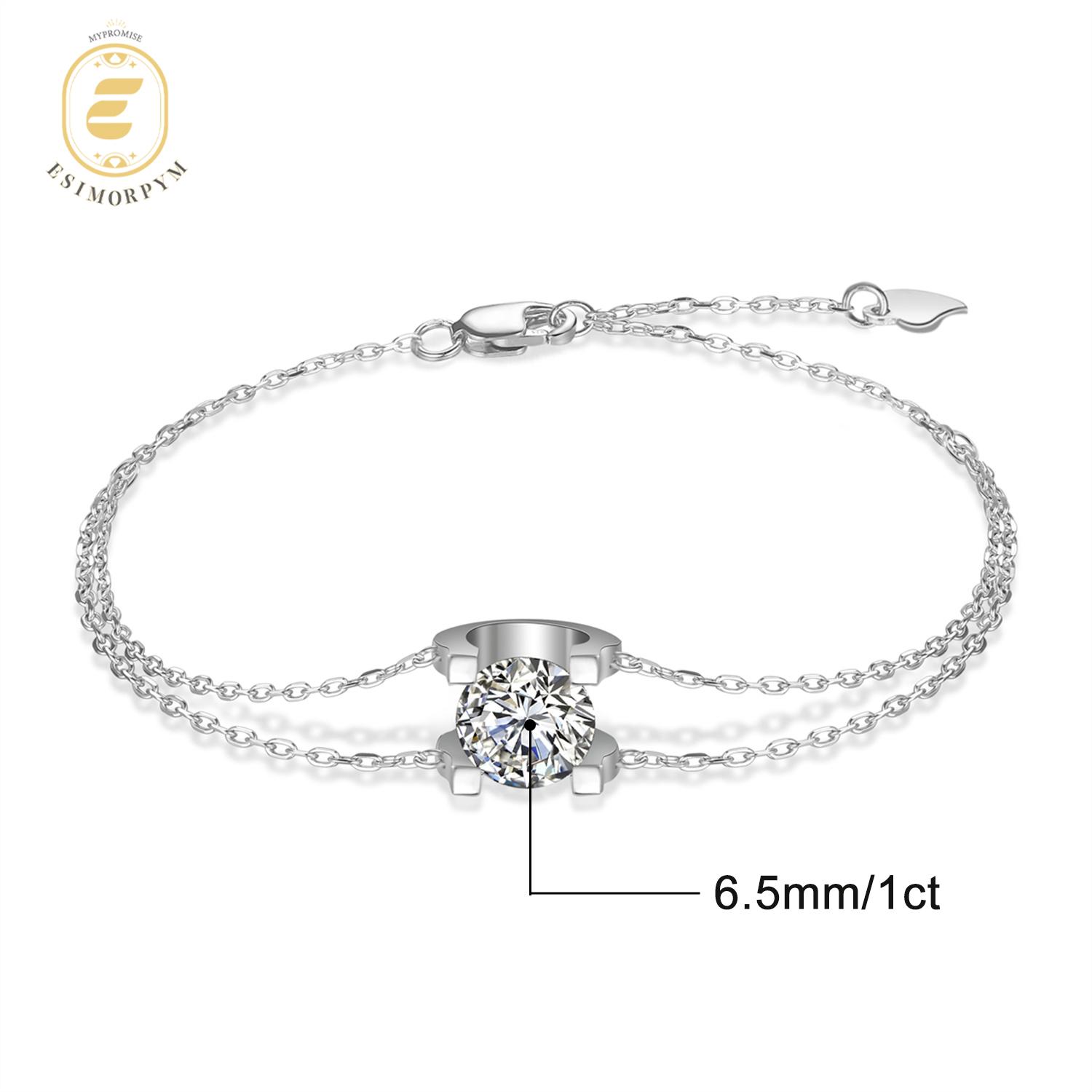 Moissanite Classic Solitaire Double-Chain Bracelet