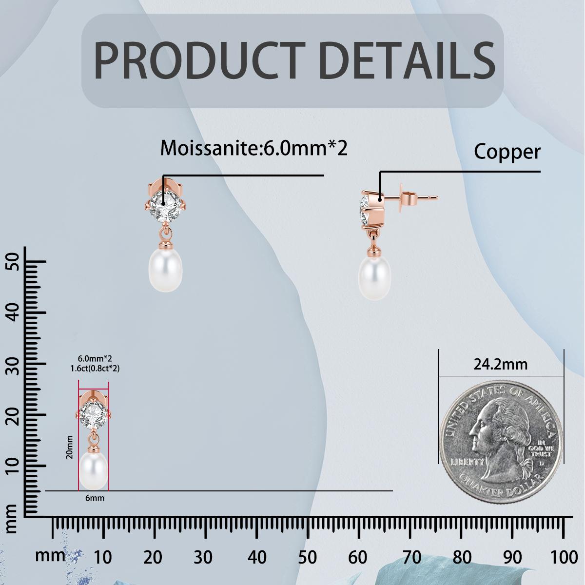 Moissanite Rose Dream Drop Earrings