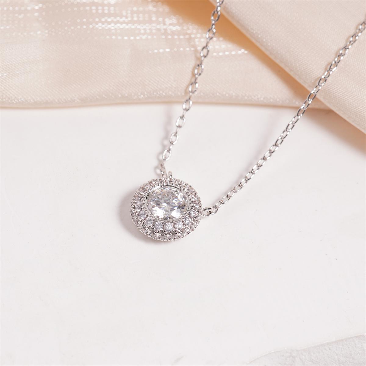 Moissanite 0.8ct Luminous Halo Solitaire Pendant Necklace