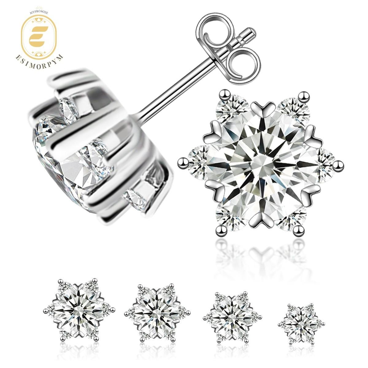 Moissanite 0.5-2ct Snowflake Stud Earrings