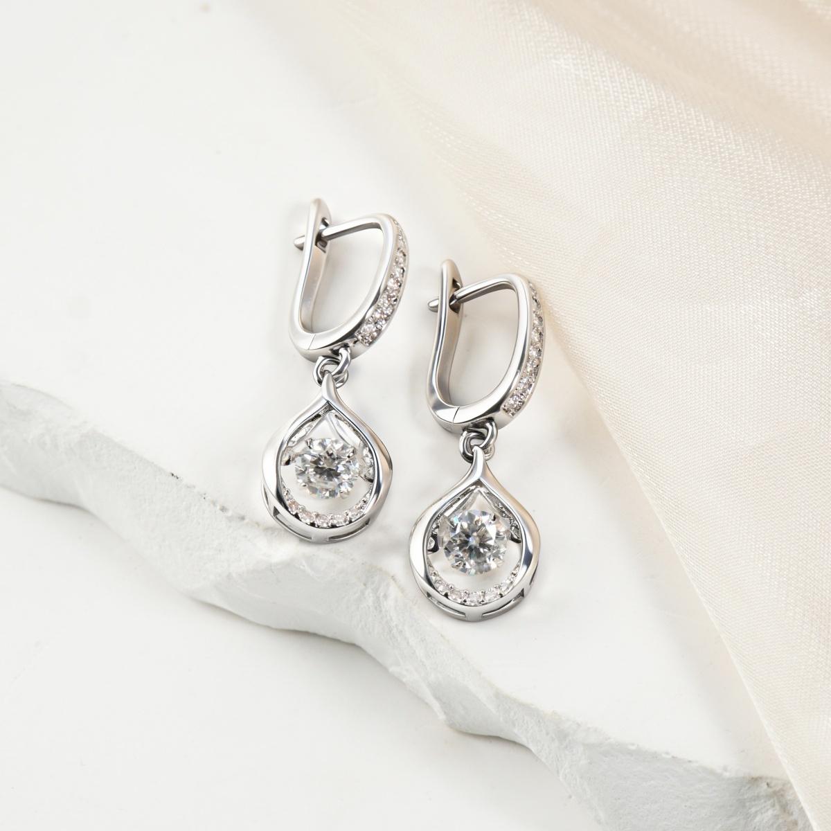 Moissanite 1ct Glow of Firefly Teardrop Dangle Earrings