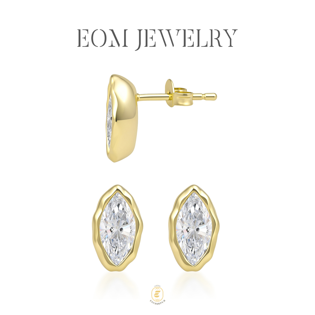 Moissanite 2ct Dream Boat Marquise Cut Stud Earrings