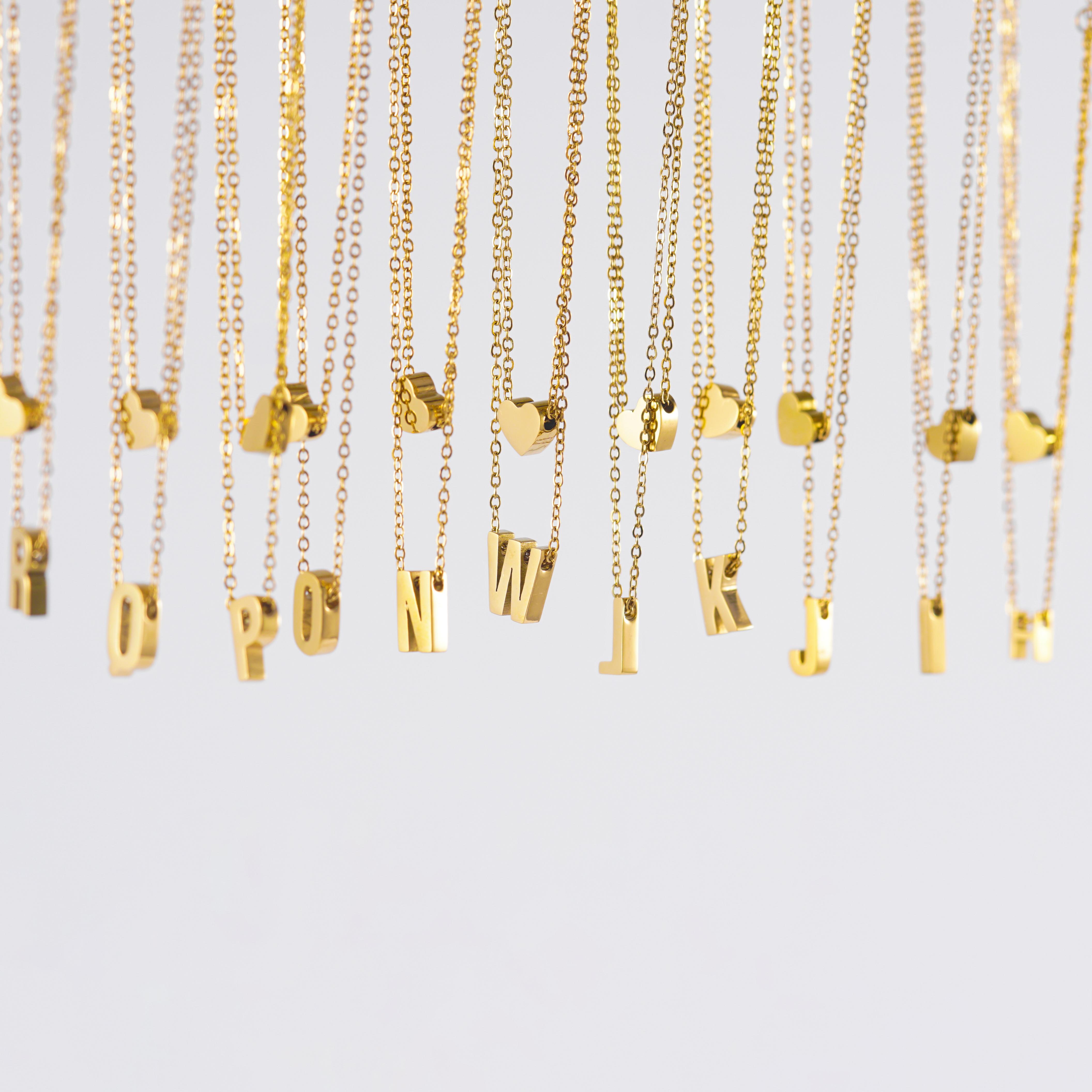 Titanium Steel Double-Layered Heart Letter Necklace