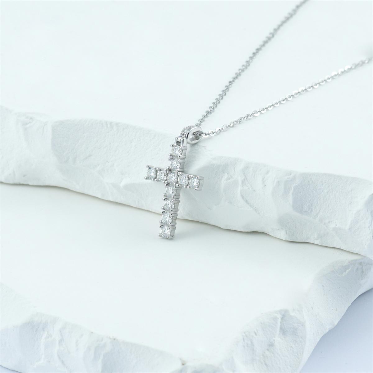 Moissanite Cross Pendent Necklace