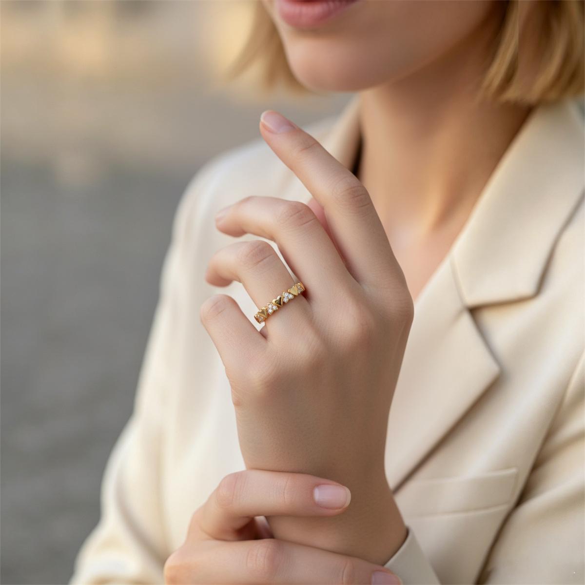 Moissanite Sweet Beats Heart Eternity Band Ring