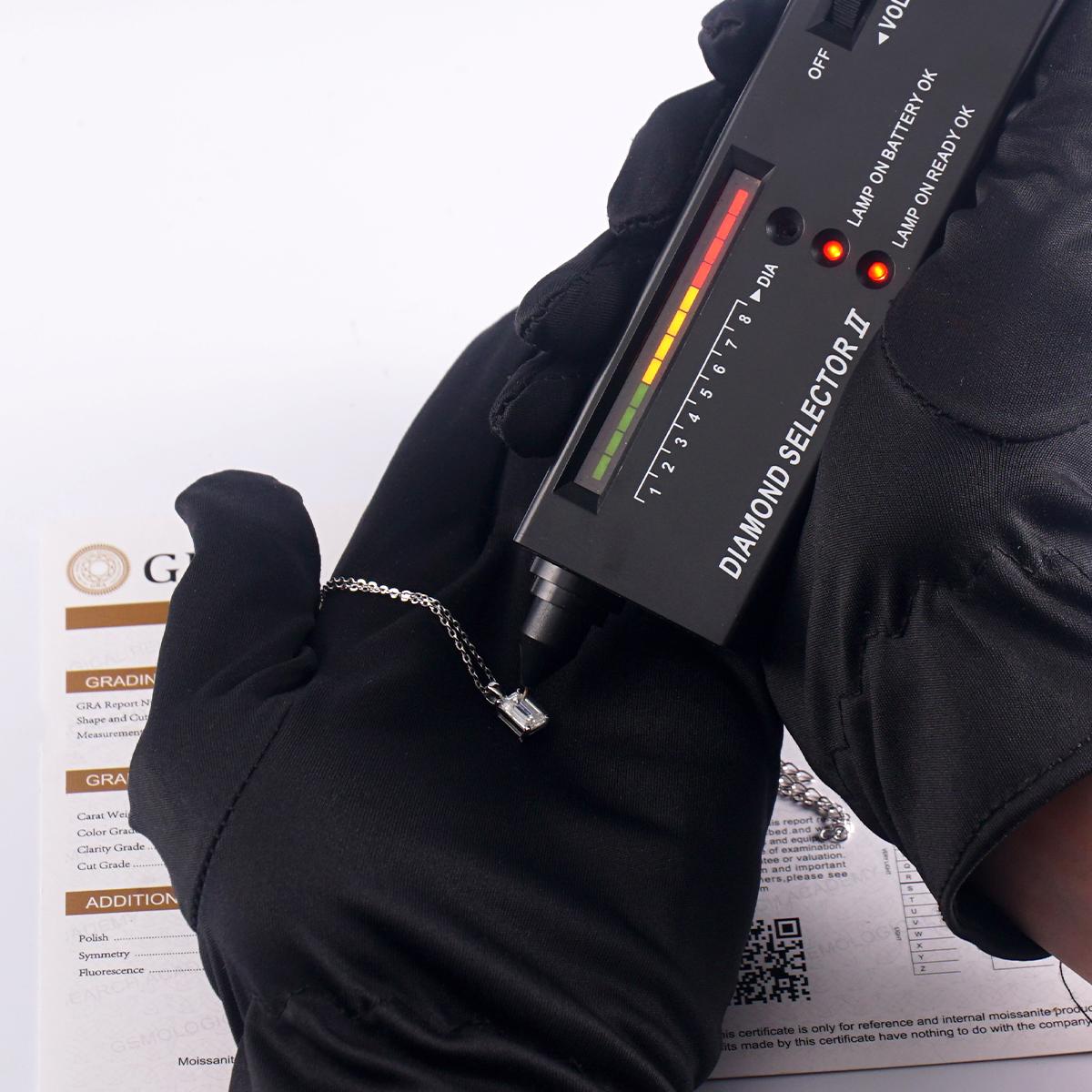 Moissanite 1ct Solitaire Step Cut Jewelry Set Earrings Ring Necklace Bracelet Set