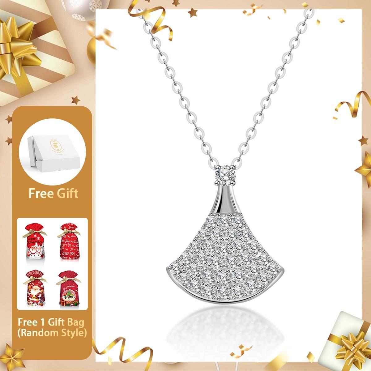 Moissanite Fan-Shaped Pendant Necklace