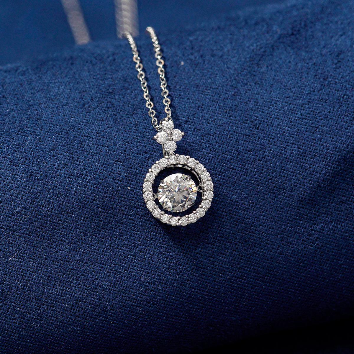Moissanite 1ct Moving Pendant Necklace Pendant