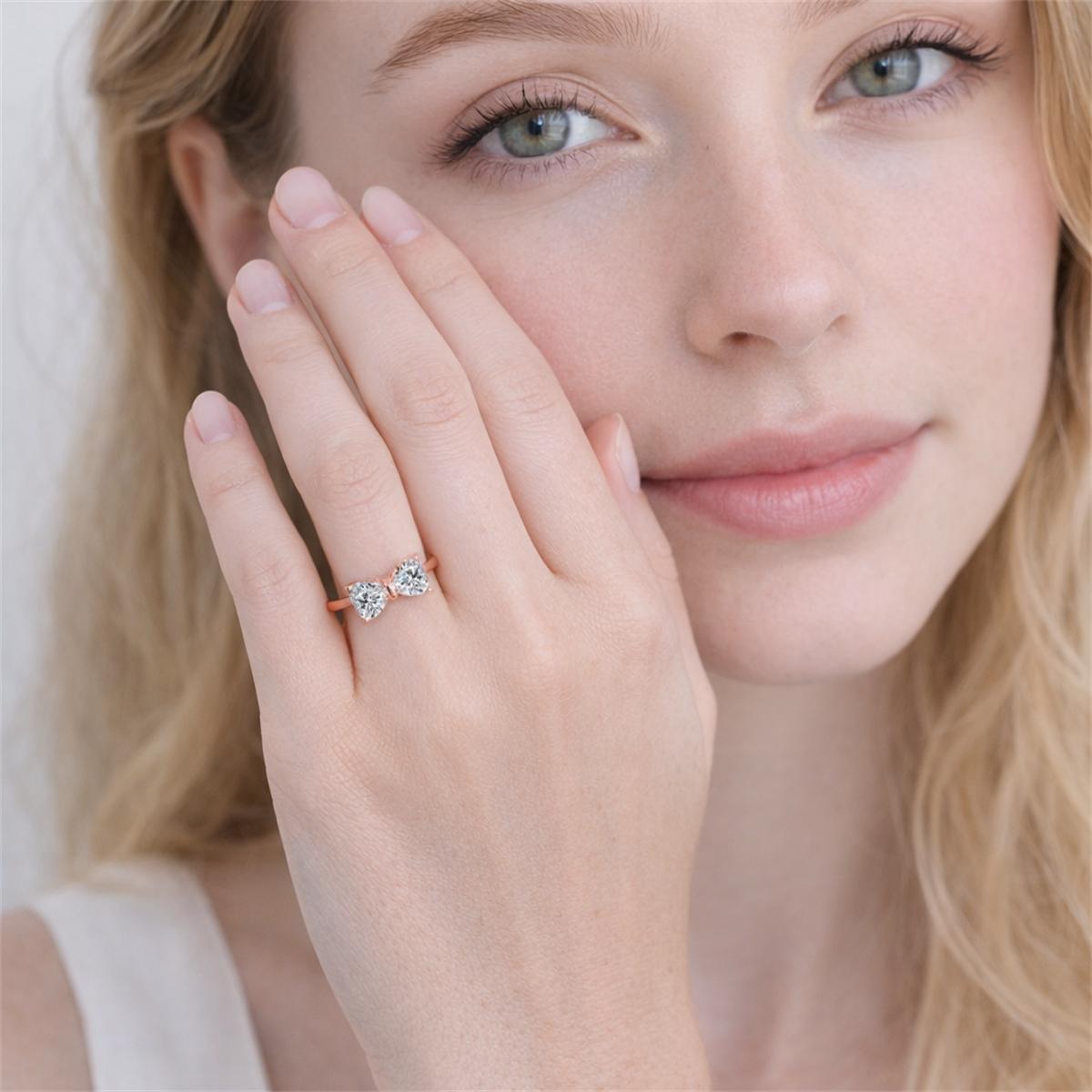Moissanite 1.6ct Heartfelt Connection Bow Knot Ring