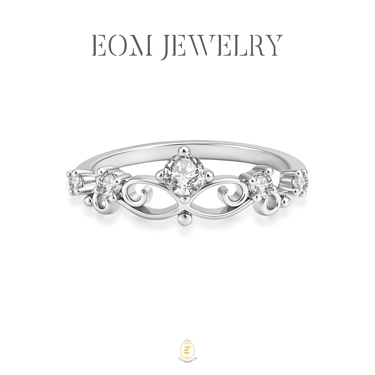 Moissanite Vintage Crown Eternity Ring
