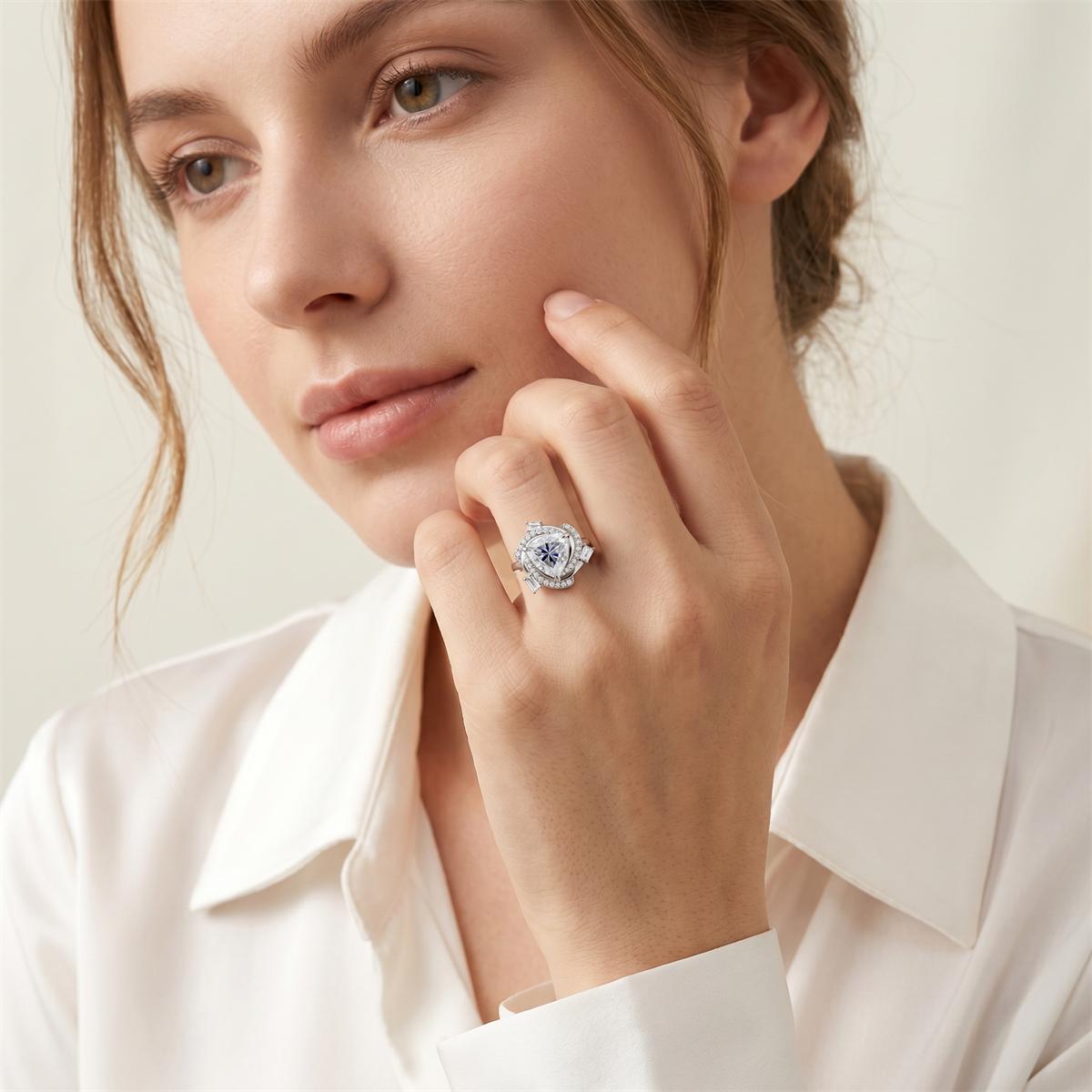 Moissanite 3ct Eye of Cosmos Halo Ring