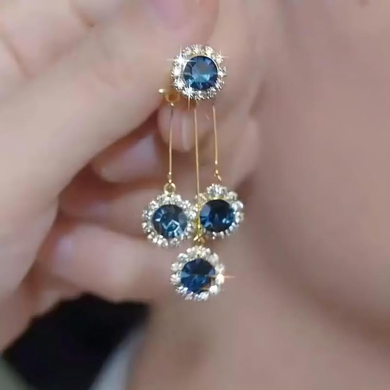 Double-Wear Blue Tassel Drop Earrings