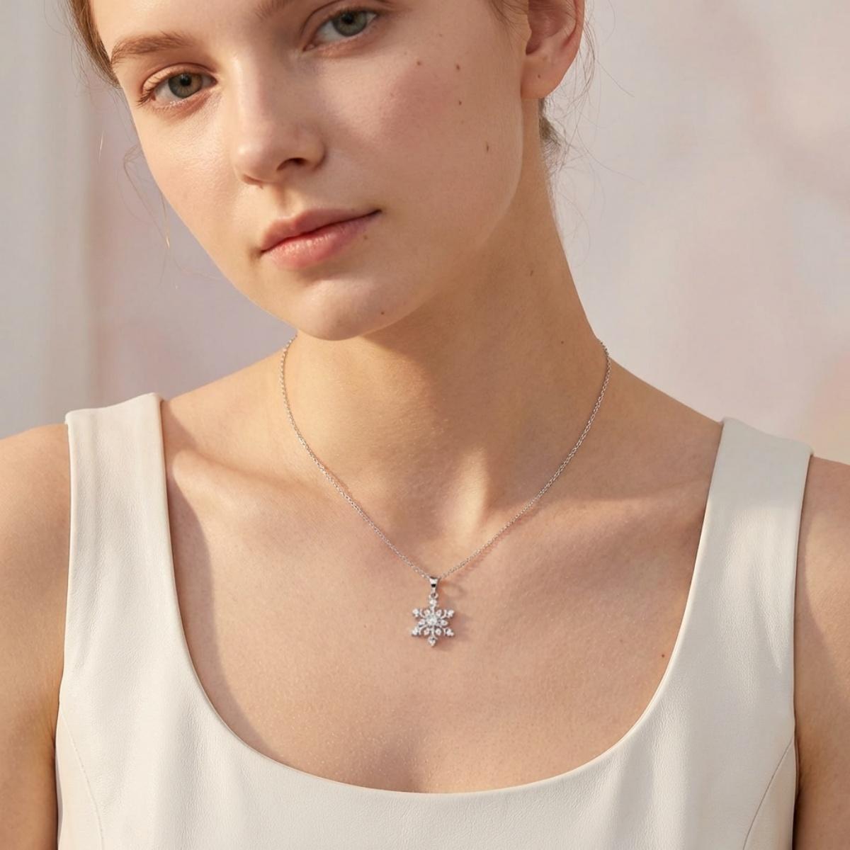 Moissanite Icy Bloom Snowflake Pendant Necklace