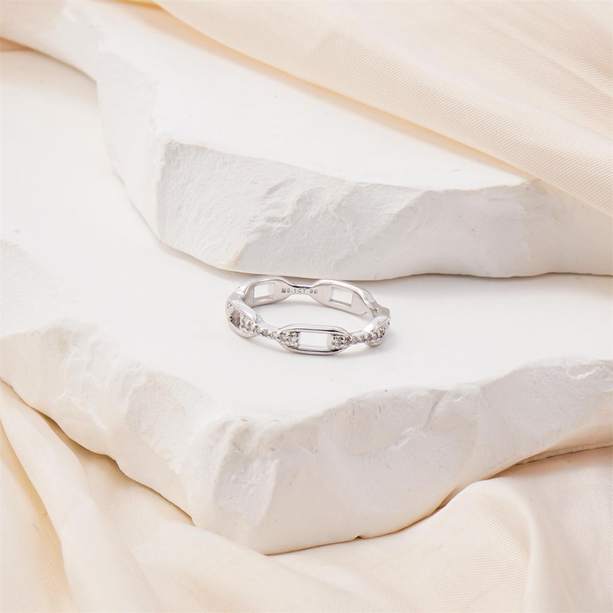 Moissanite 0.1ct Hip Hop Unisex Chained Ring Copper Ring