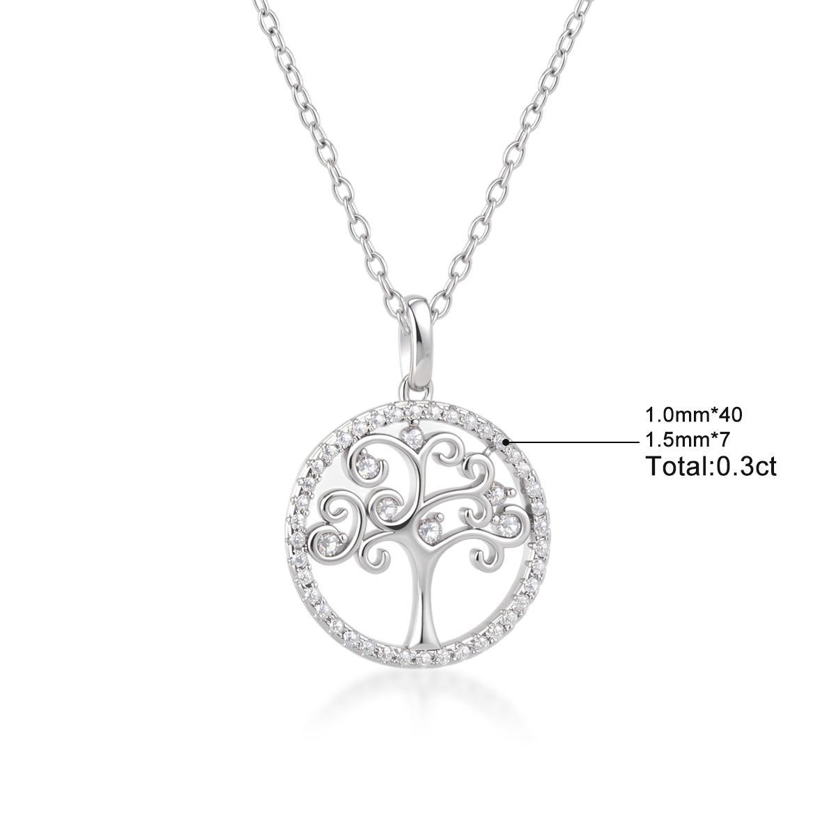 Moissanite Family Tree Hollow Halo Pendant Necklace