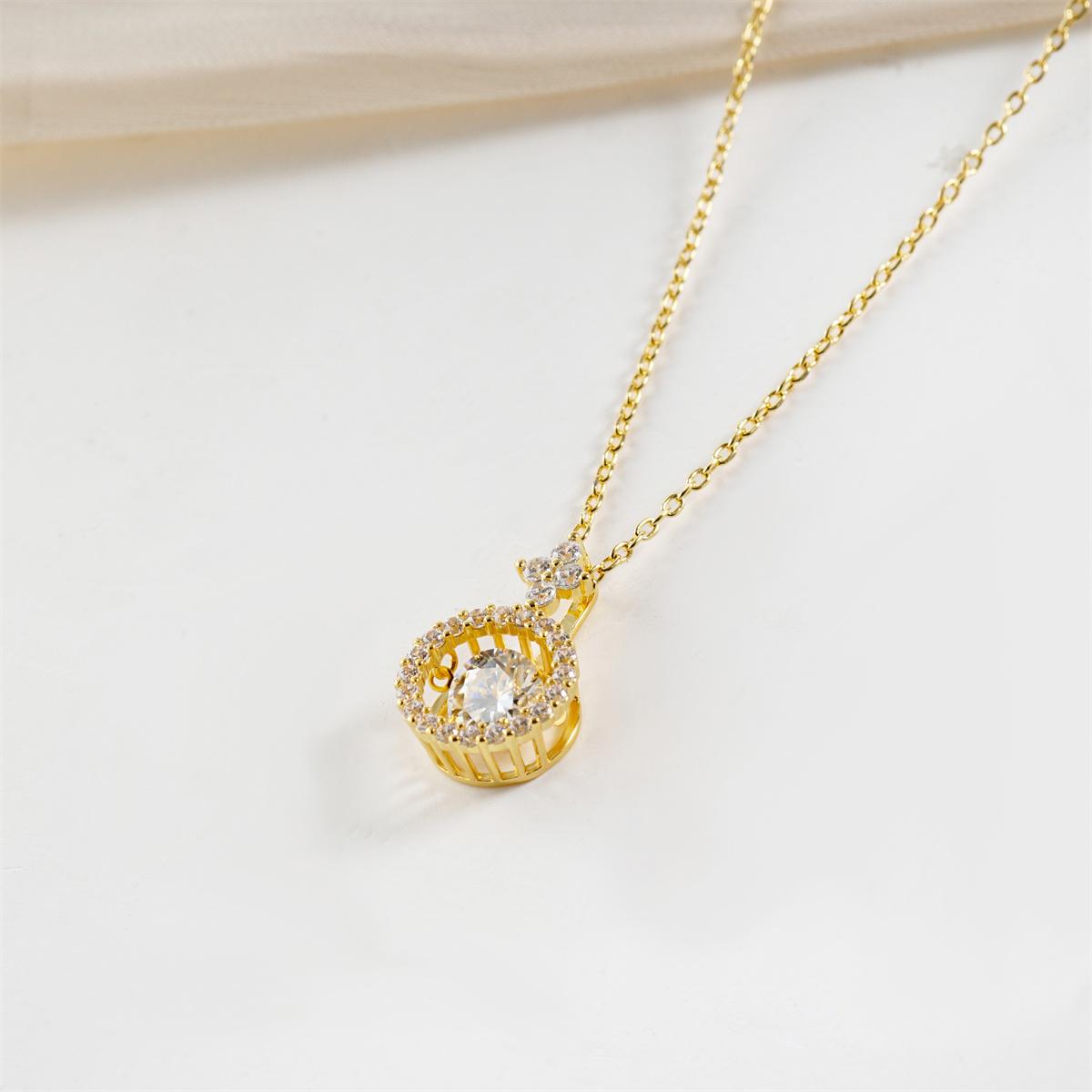 Moissanite 1ct Heartbeat of Light Halo Pendant Necklace