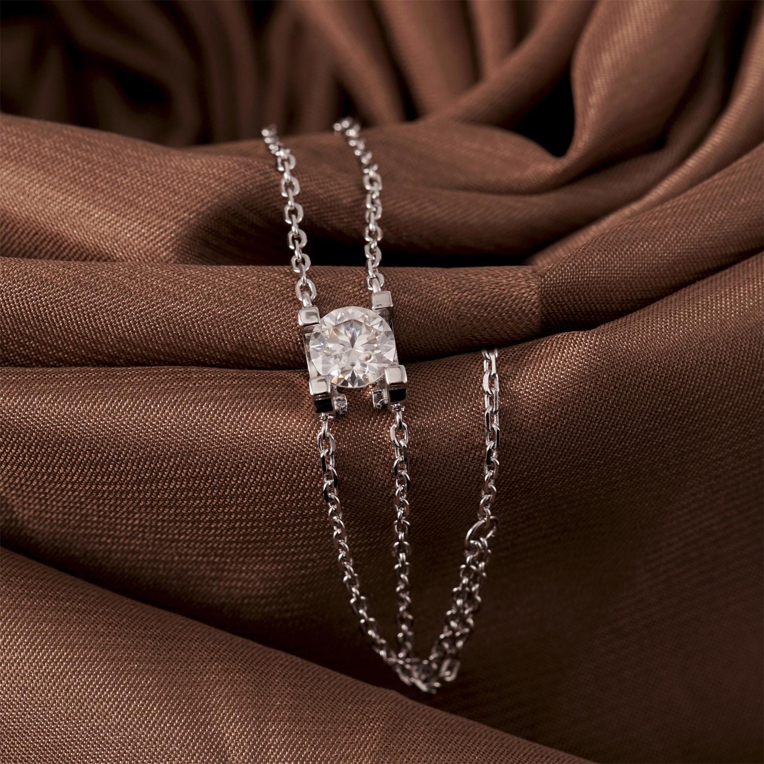 Moissanite Classic Solitaire Double-Chain Bracelet