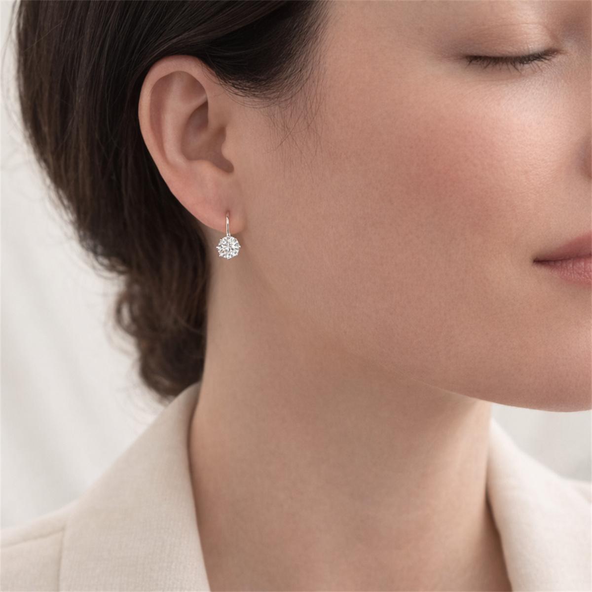 Moissanite 1ct 18K Gold-Plated Crown Solitaire Earrings