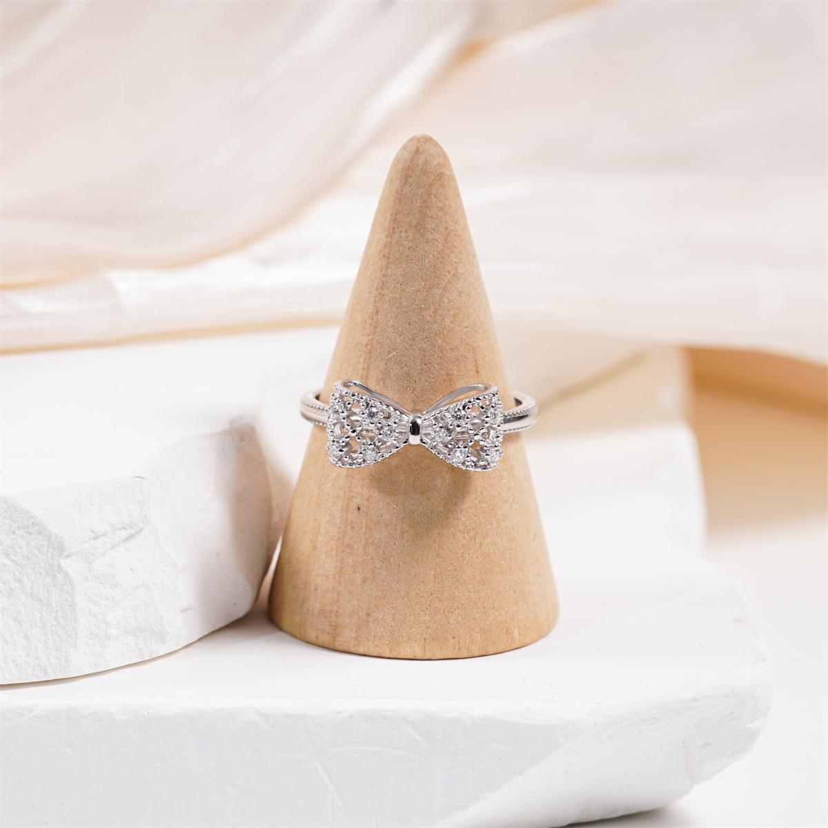 18K Gold-Plated Moissanite Dreamy Bow Ring Eternal Knot Ring