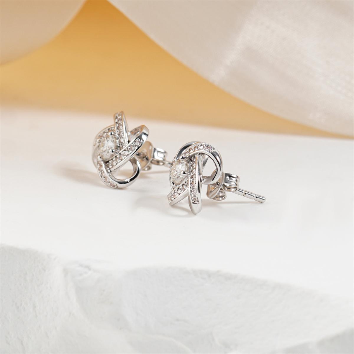 Moissanite Love Knot Stud Earrings