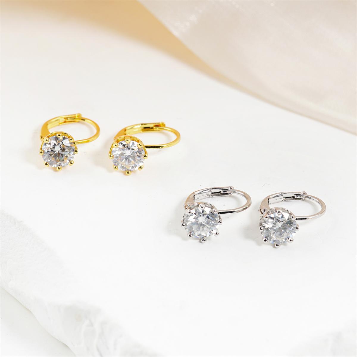 Moissanite 1ct 18K Gold-Plated Crown Solitaire Earrings