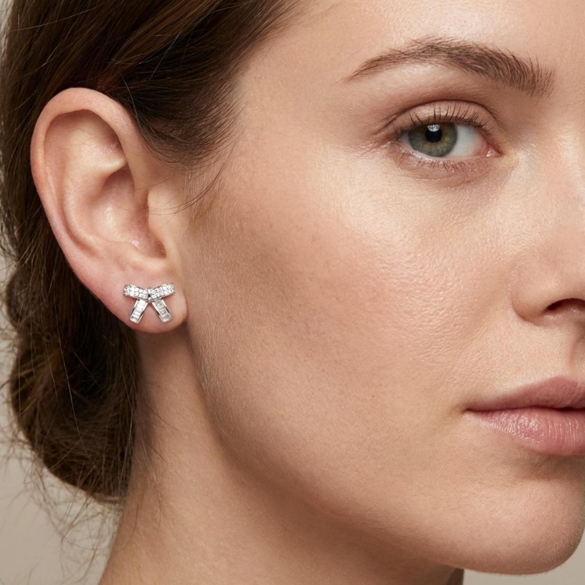 Moissanite Twinkle Bow Stud Earrings