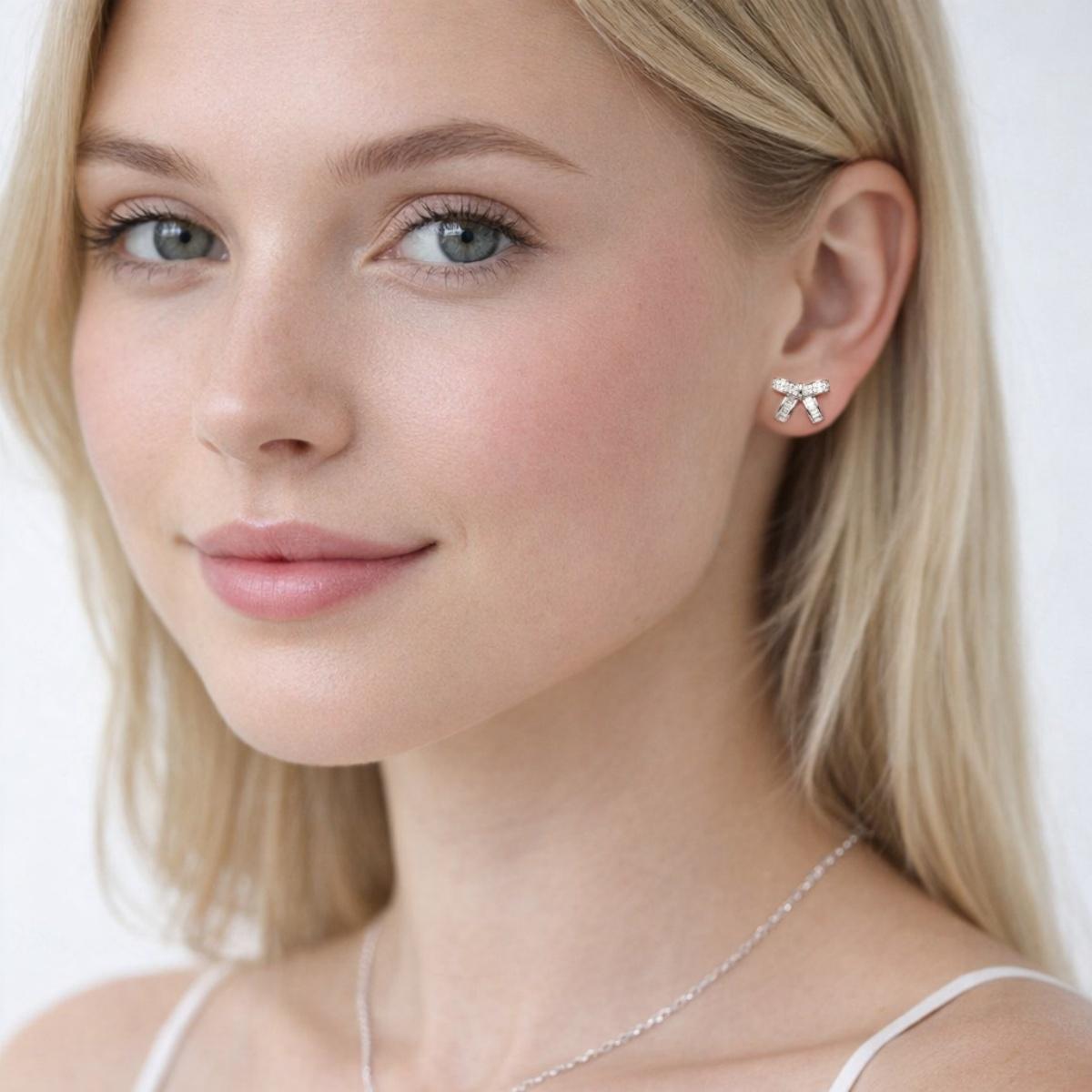 Moissanite Twinkle Bow Stud Earrings