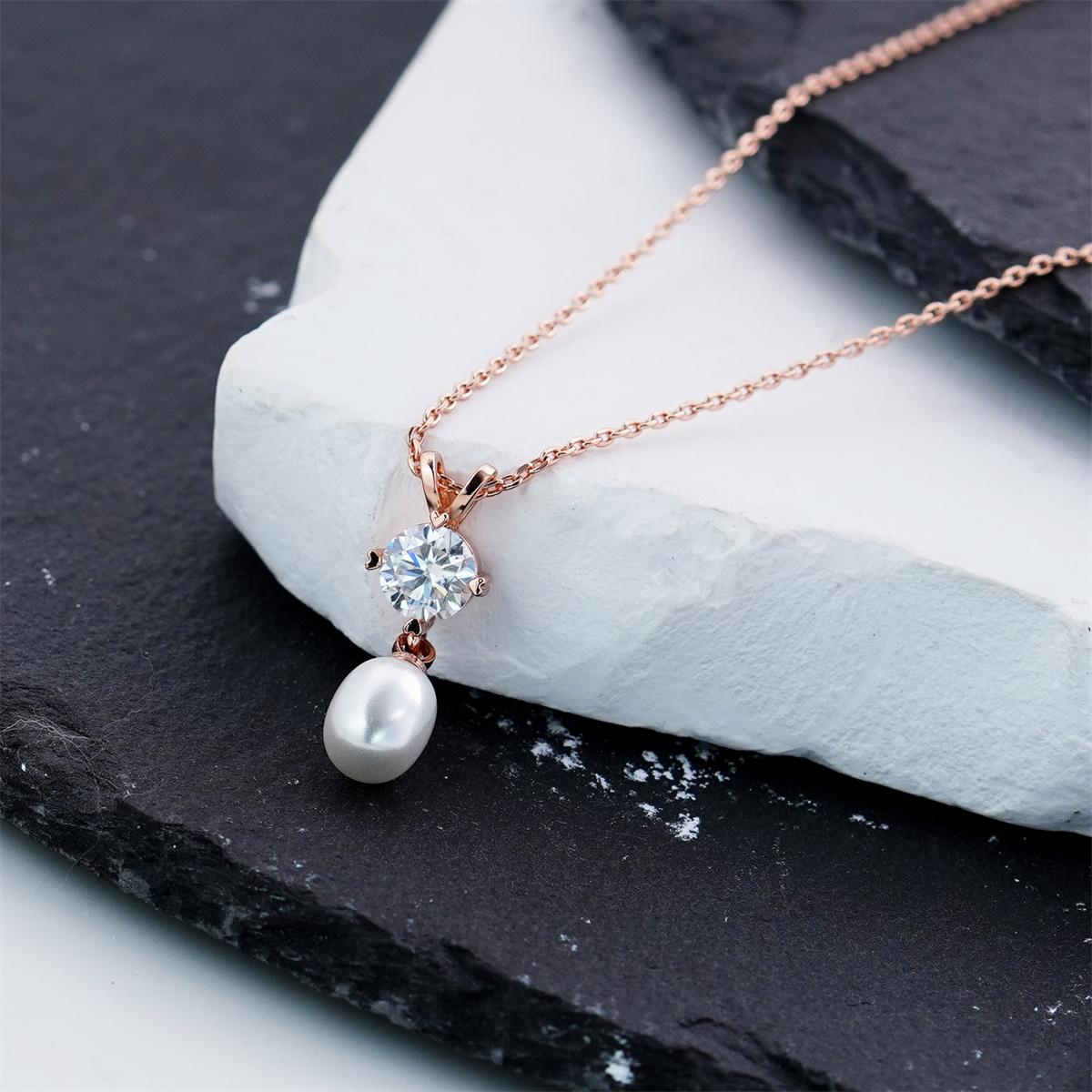 Moissanite Rose Dream Drop Pendant Necklace