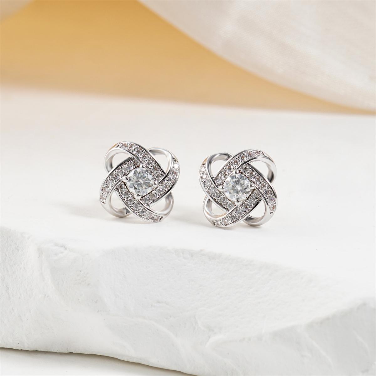 Moissanite Love Knot Stud Earrings