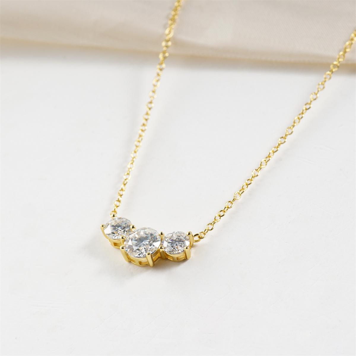 Moissanite 2ct Luminous Trio Three Stone Pendant Necklace