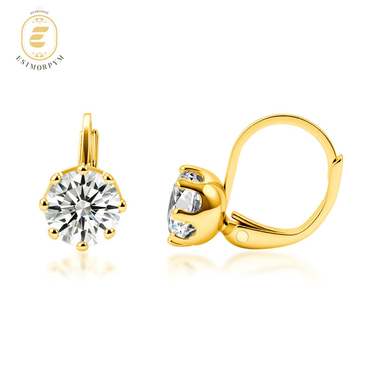 Moissanite 1ct 18K Gold-Plated Crown Solitaire Earrings
