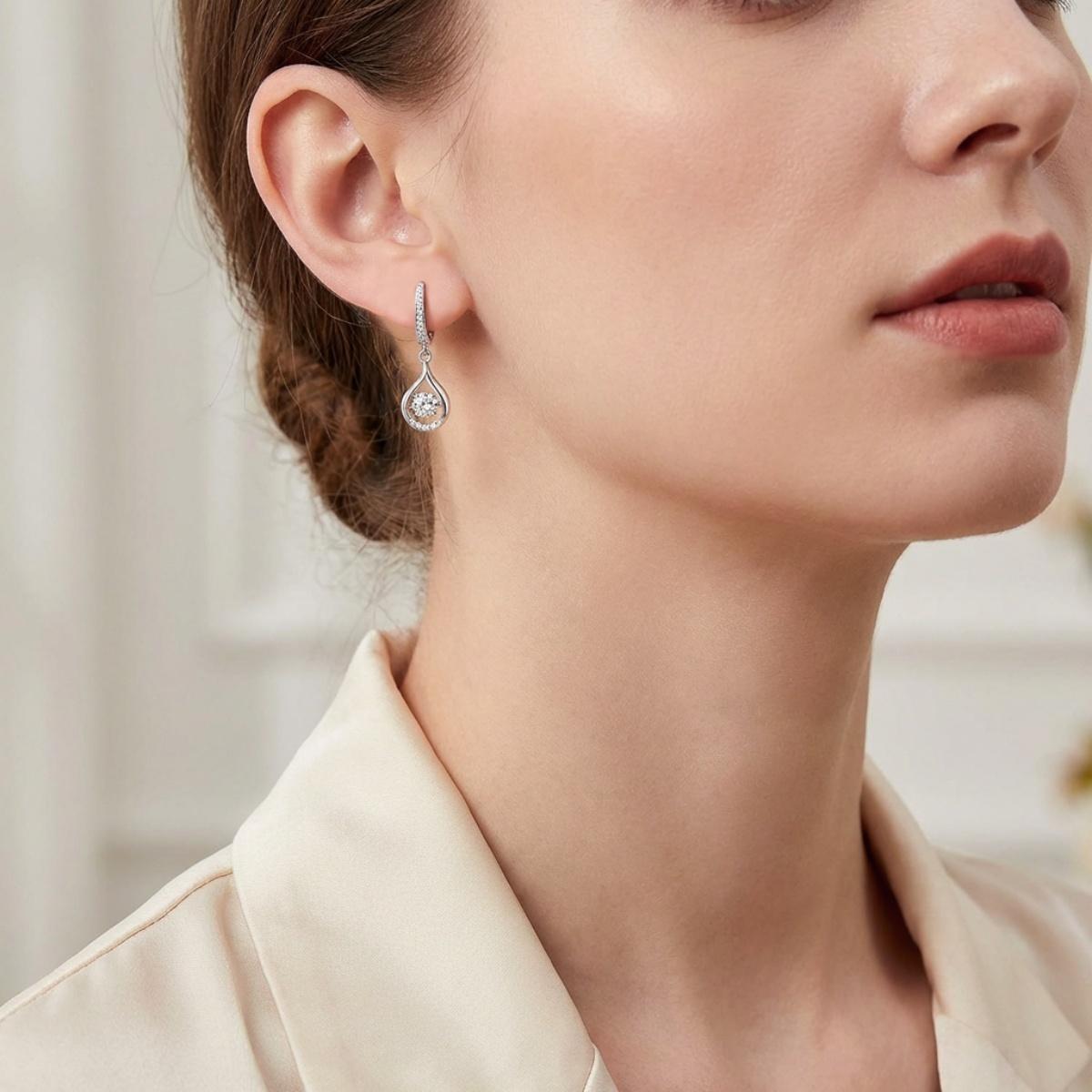 Moissanite 1ct Glow of Firefly Teardrop Dangle Earrings