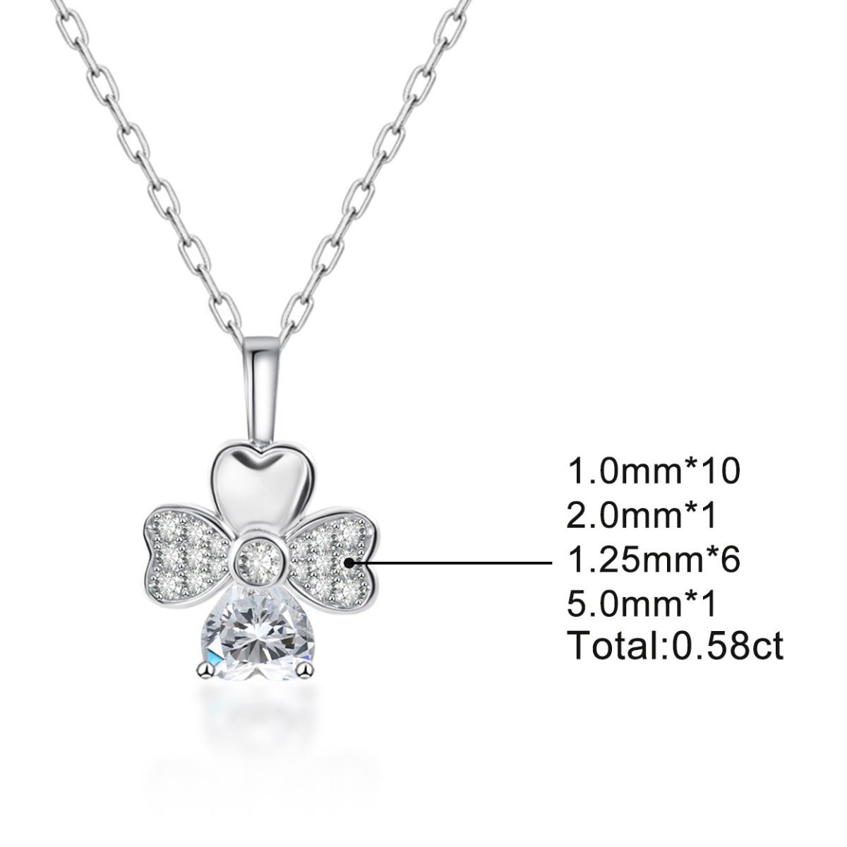 Moissanite Lucky Heart Petal Pendant Necklace