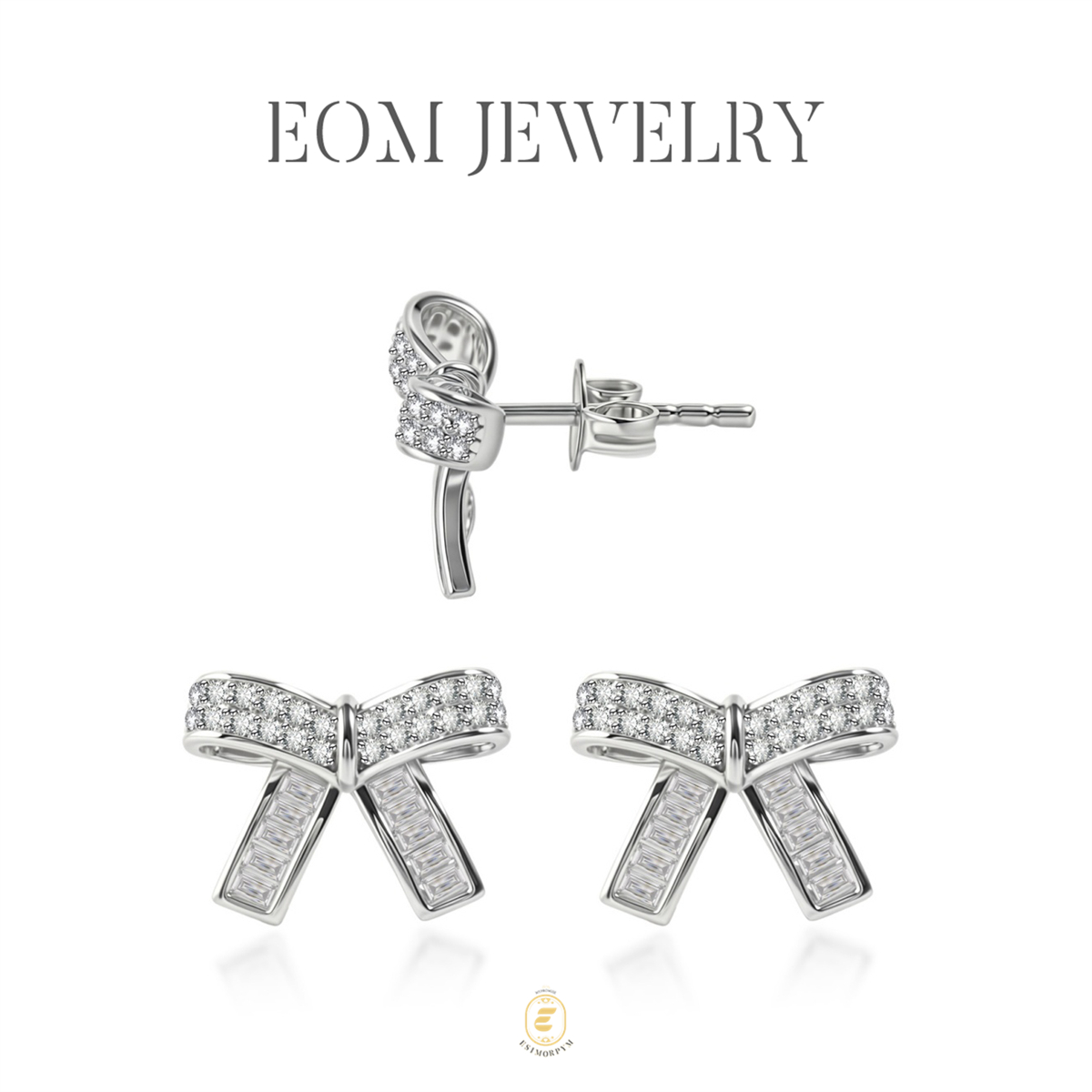 Moissanite Twinkle Bow Stud Earrings