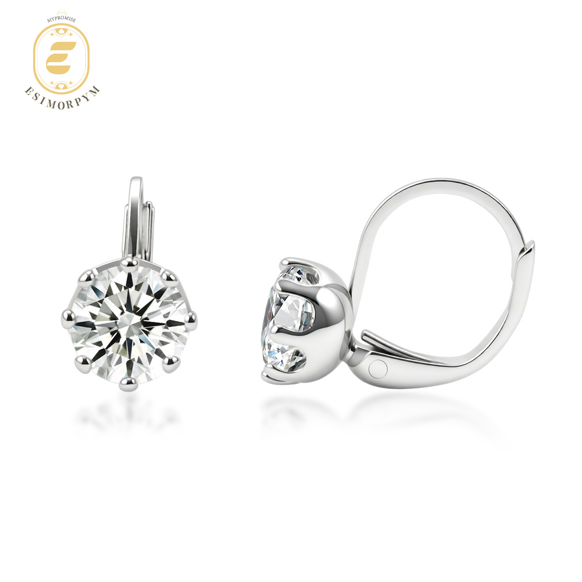 Moissanite 1ct 18K Gold-Plated Crown Solitaire Earrings