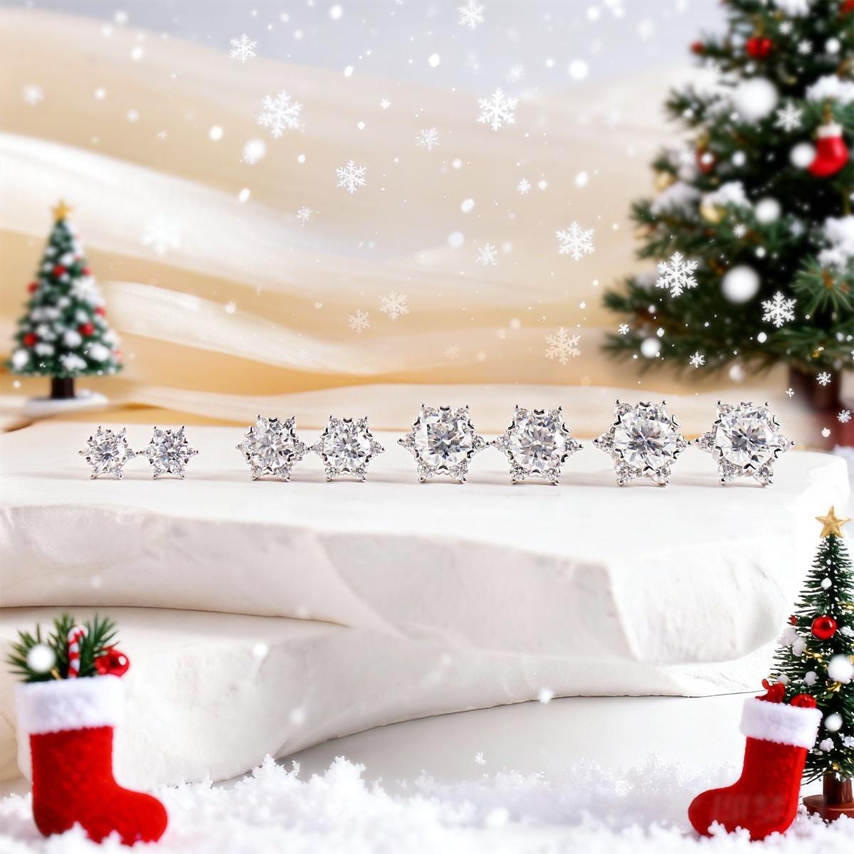 Moissanite 0.5-2ct Snowflake Stud Earrings